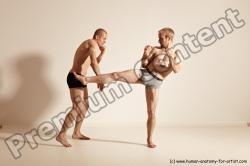 Underwear Martial art Man - Man White Moving poses Slim Short Blond Dynamic poses Academic